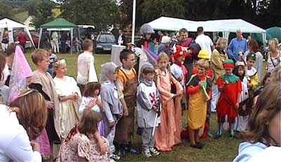 Some of the fancy dress contestants being judged 