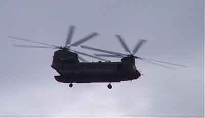 The RAF, from nearby Odiahm, provided a flypast by one of their Chinook helicopters 