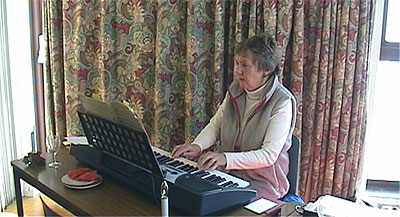 Sue Sykes played the keyboard, while husband Geoff led the singing
