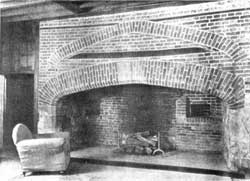 The great brick fire-arch of the former kitchen at Coldrey