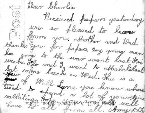 The reverse of the postcard